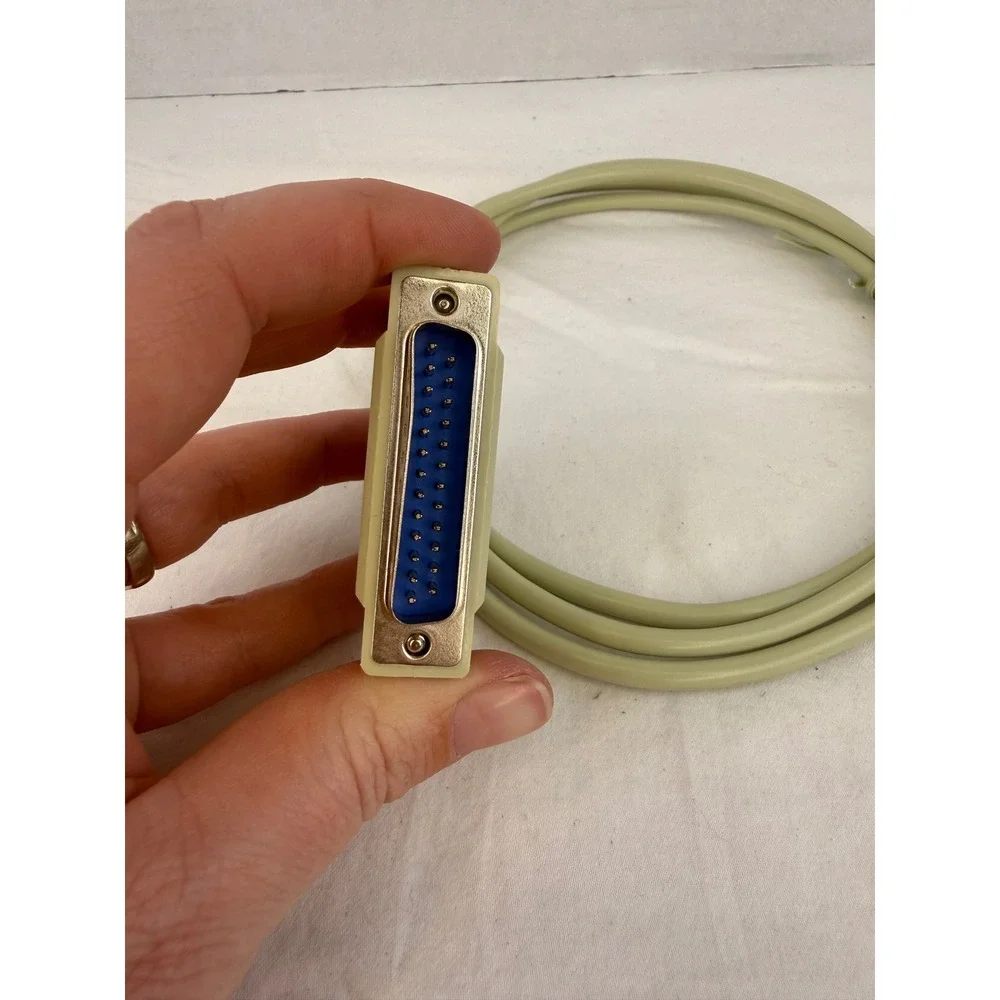 Vintage DB25 Male to Male Serial Parallel Data Cable Beige 25 Pin RS-232 Printer